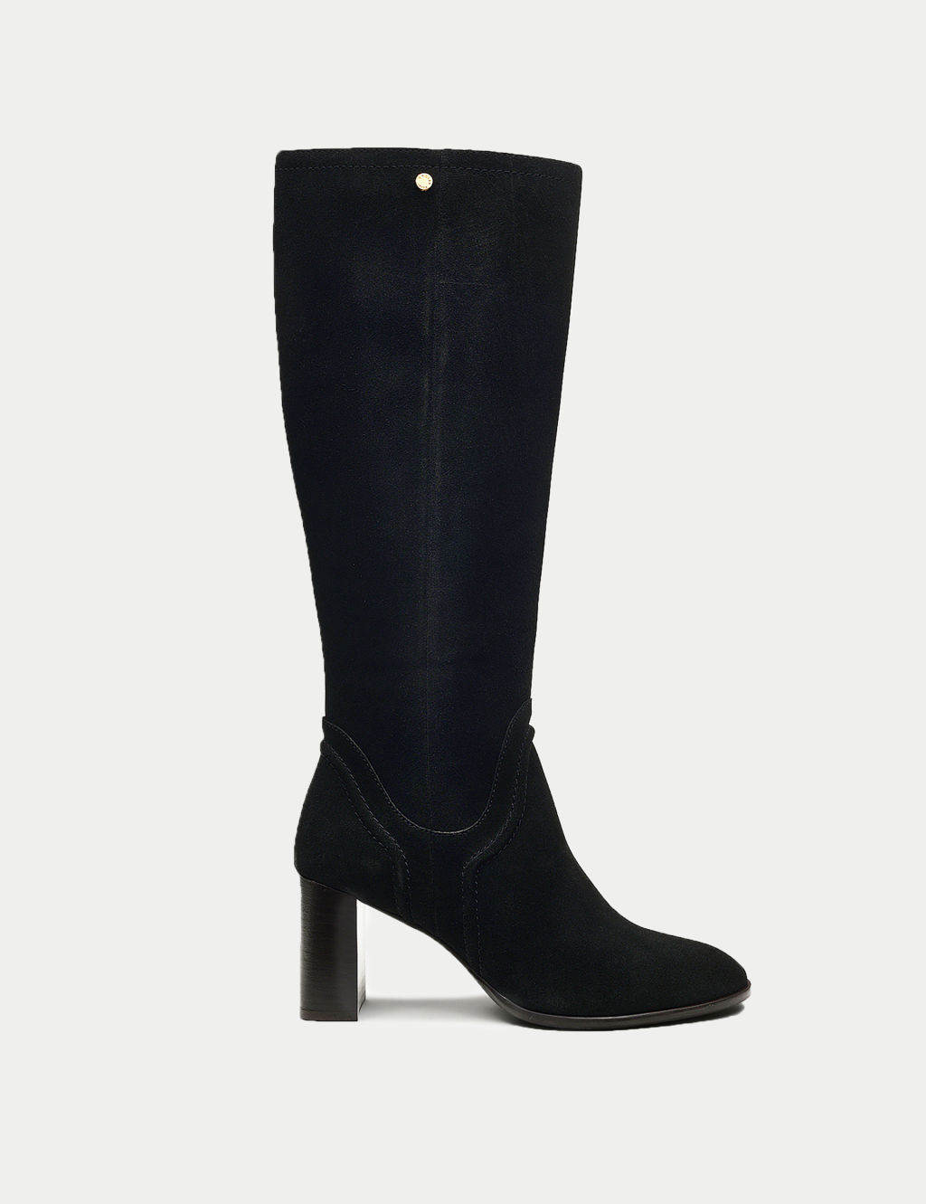 Suede Block Heel Knee High Boots