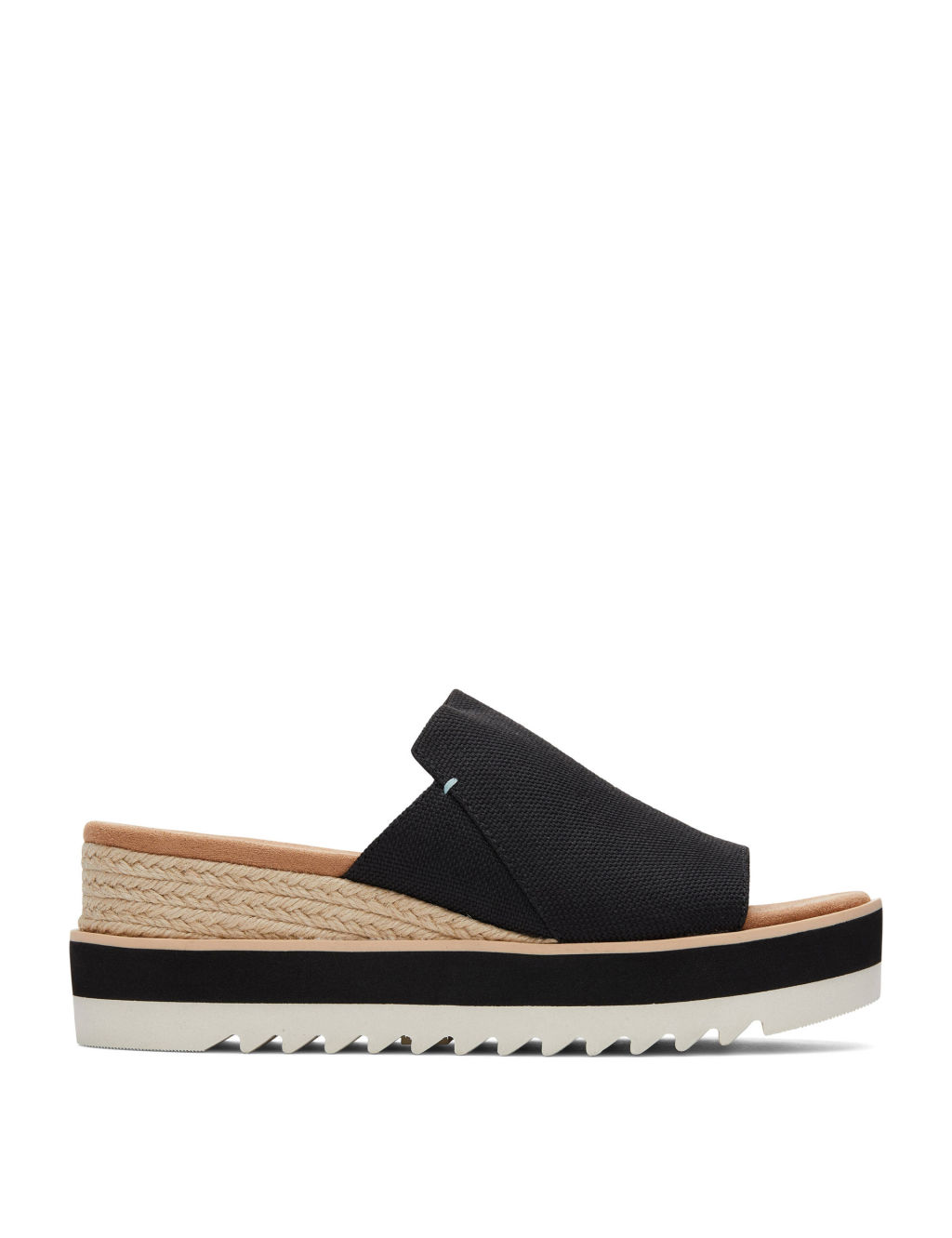 TOMS Canvas Wedge Mules - 6 - Black