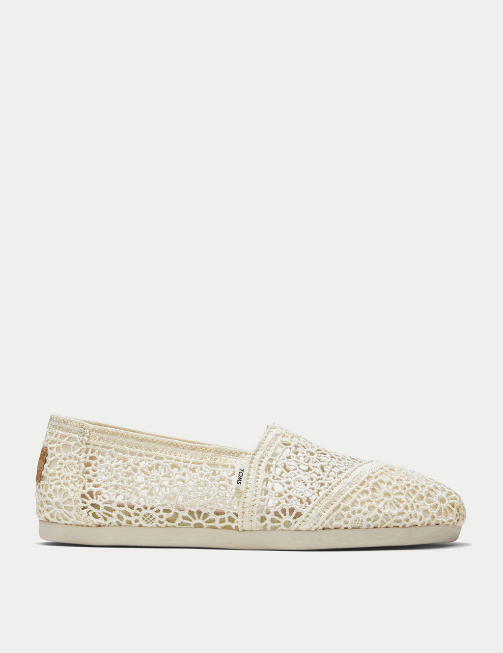 TOMS Canvas Embroidered Espadrilles - 6½ - Natural