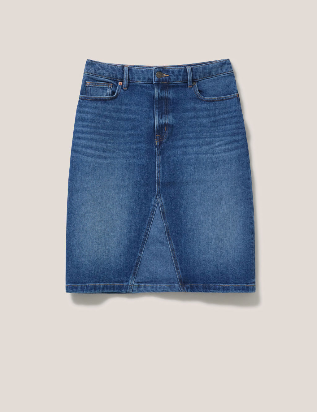 Denim Knee Length Straight Skirt 1 of 5