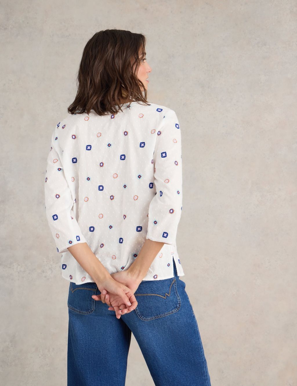 Pure Cotton Embroidered V-Neck Blouse 2 of 6