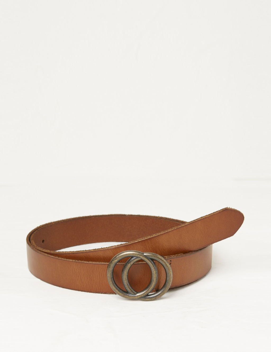 Leather Double Circle Buckle Jeans Belt