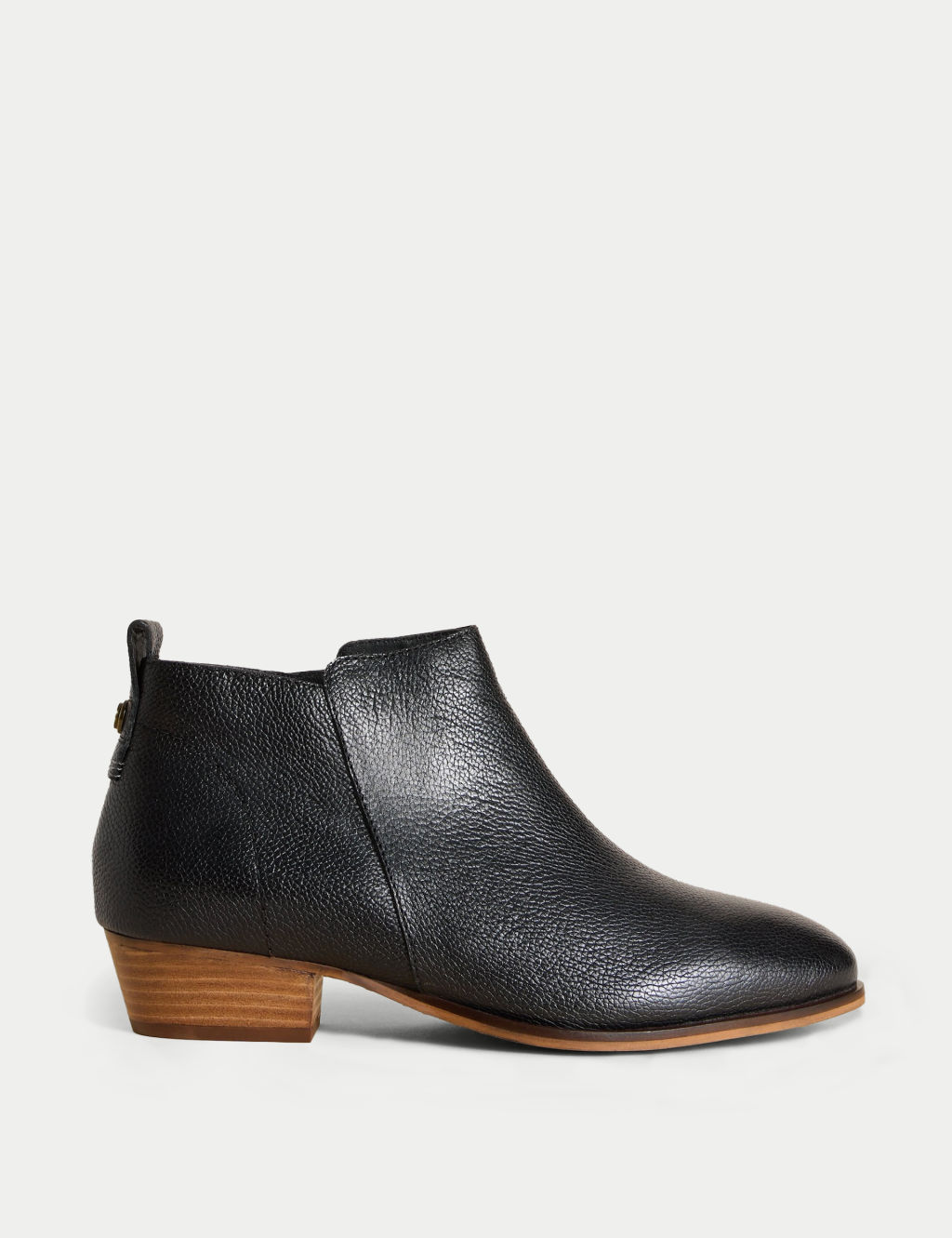 Leather Block Heel Ankle Boots