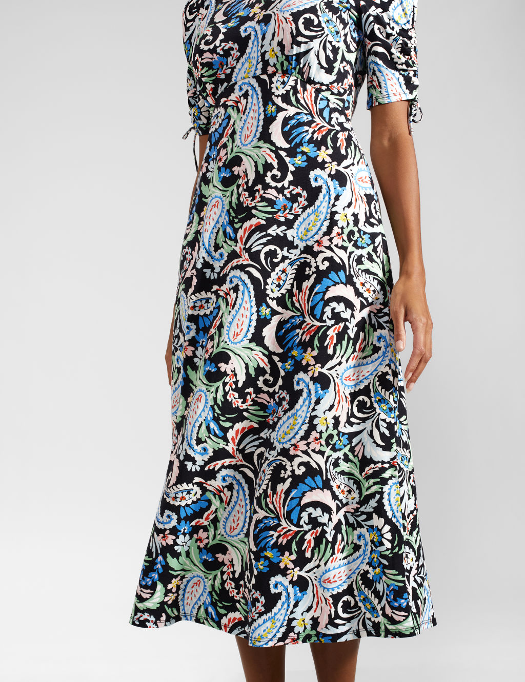 Paisley V-Neck Midi Waisted Dress 4 of 9