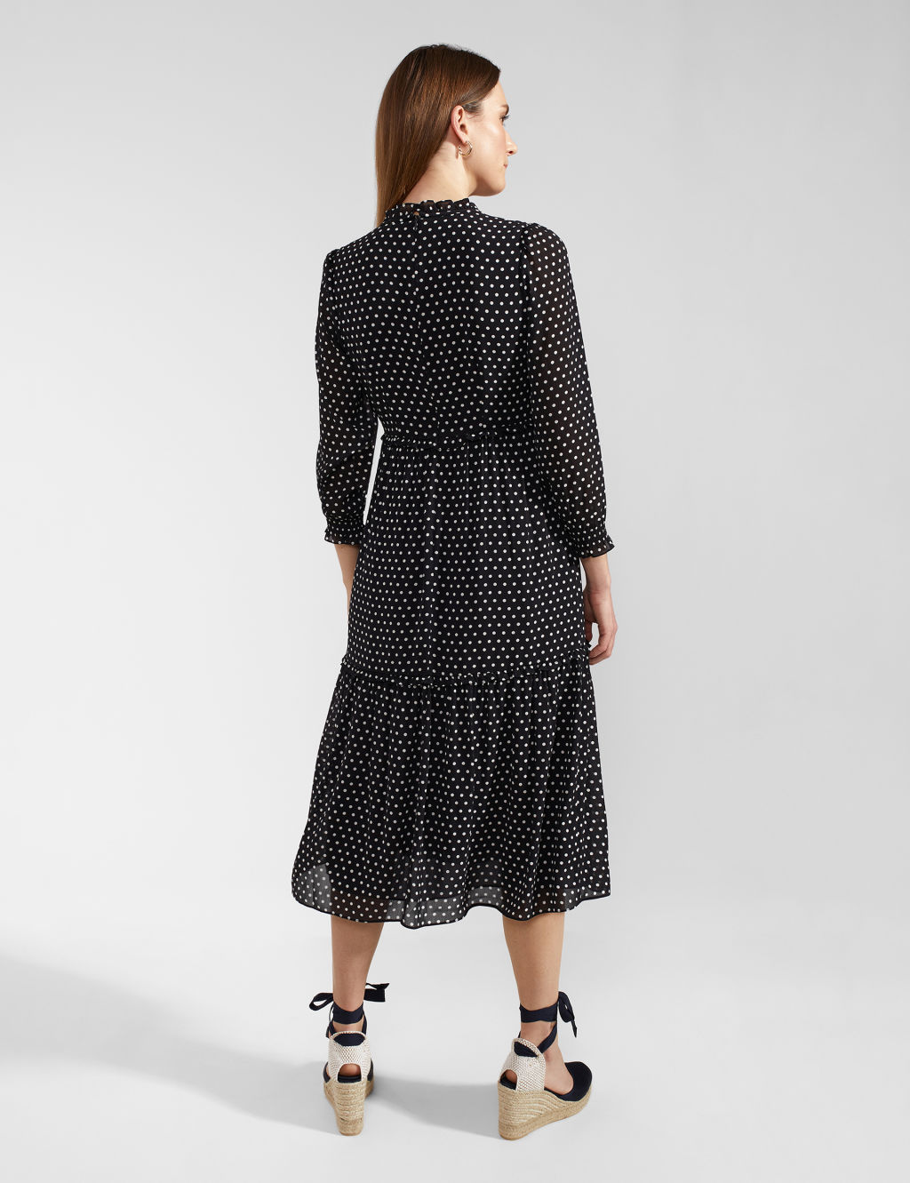 Polka Dot Notch Neck Midi Tiered Dress 7 of 9