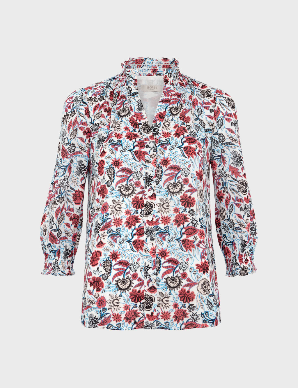 Floral High Neck Button Through Blouse 1 of 7