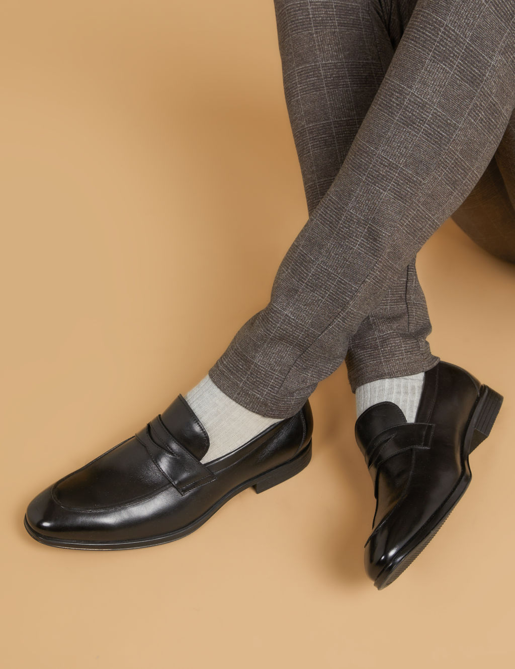 Black Leather Slip-On Loafers