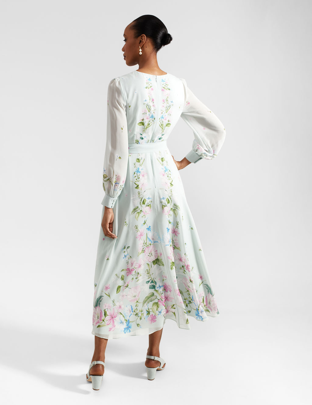 Pure Silk Floral Midaxi Waisted Dress 2 of 8
