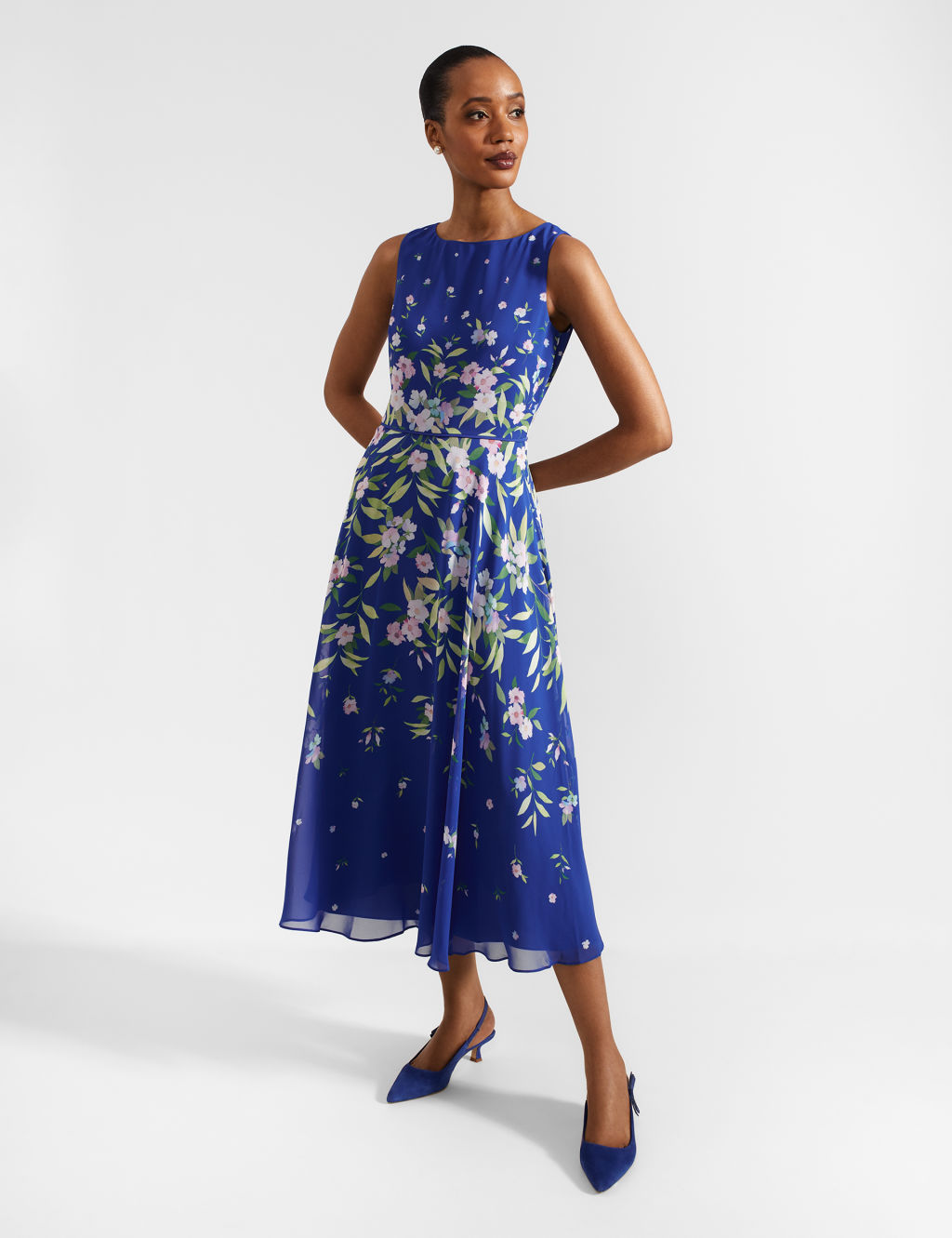 Floral Midaxi Waisted Dress