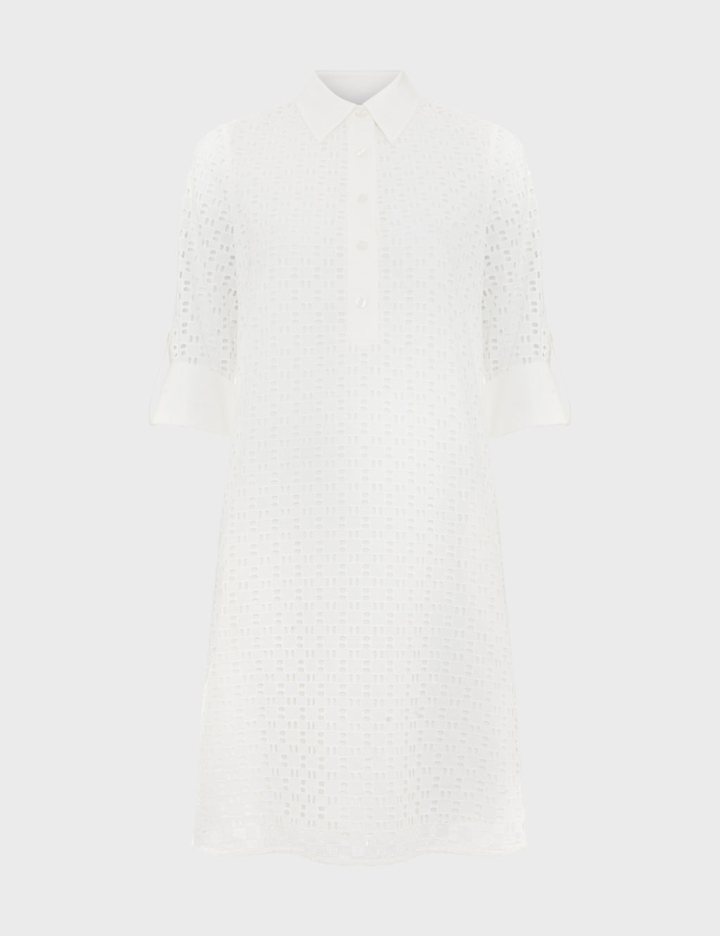 Pure Cotton Broderie Knee Length Shirt Dress 1 of 6