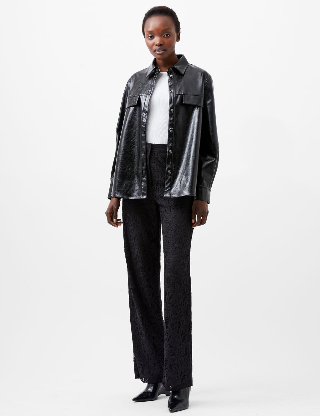 Faux Leather Overshirt