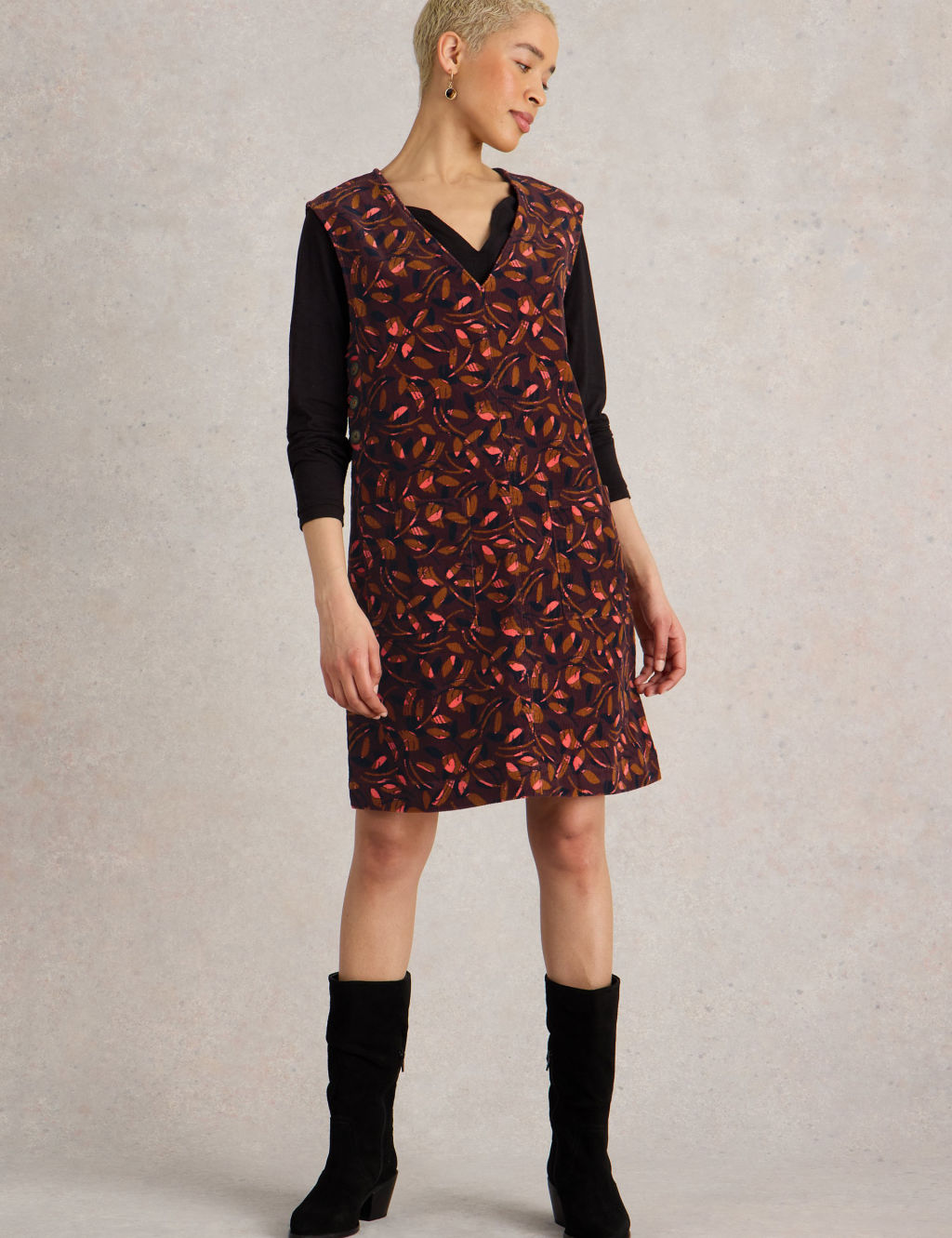Cord Printed Knee Length Column Dress