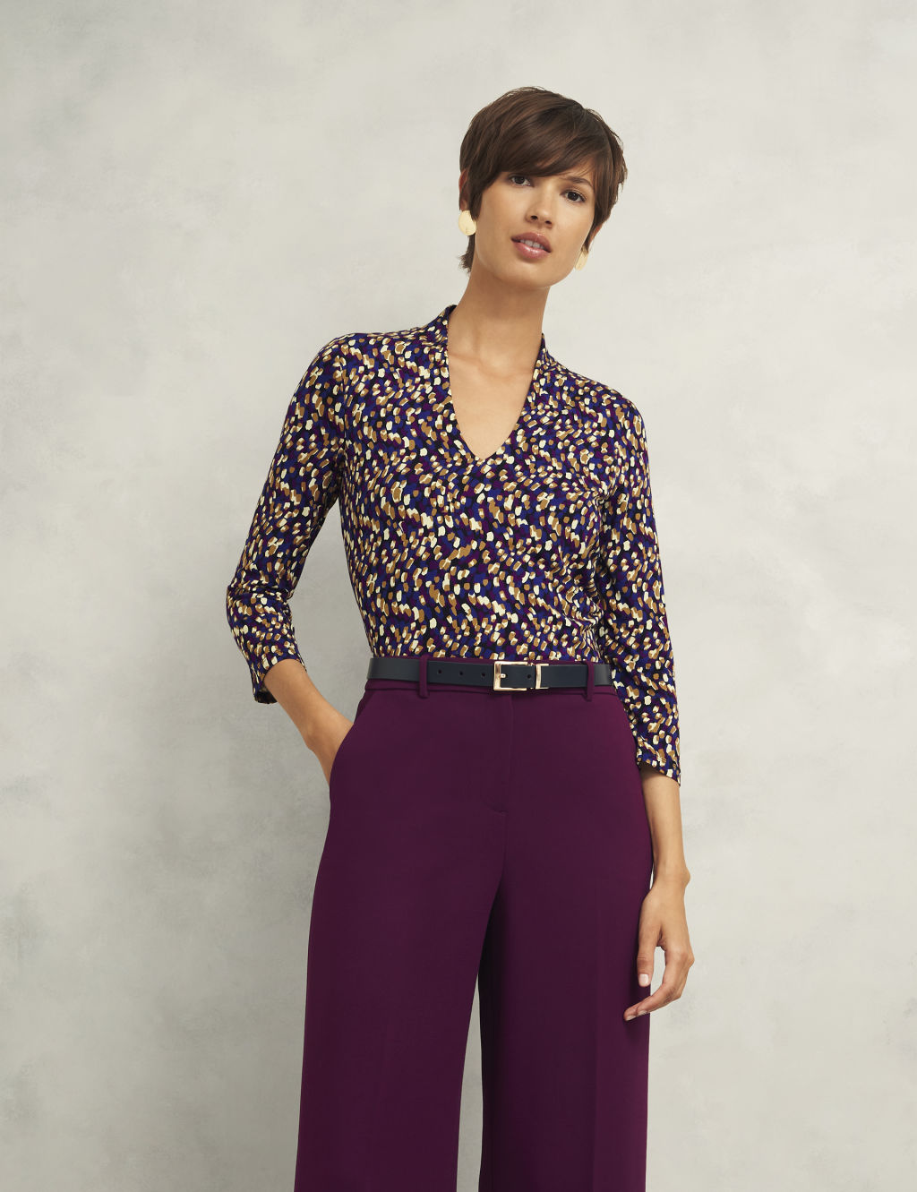 Jersey Printed V-Neck Top
