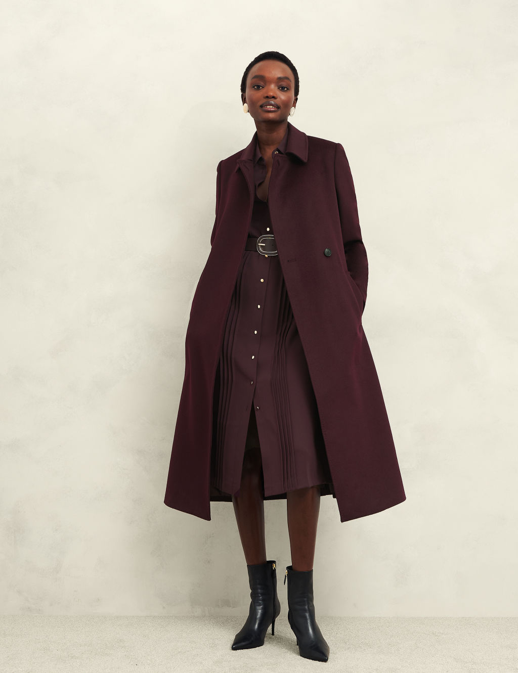 Pure Wool Belted Tailored Coat
