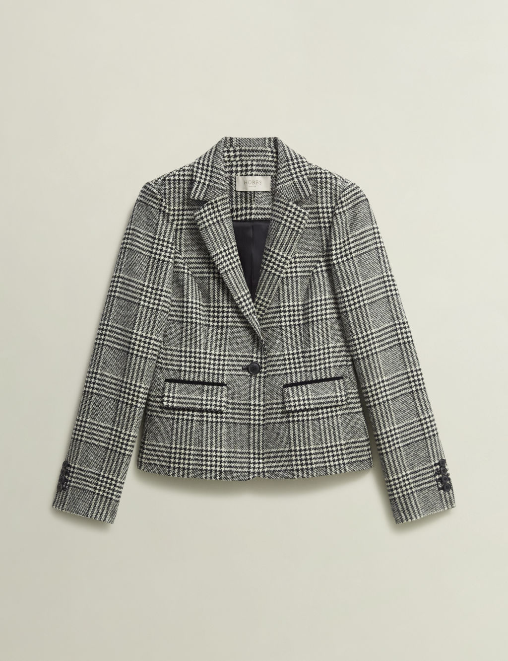 Pure Wool Checked Single Breasted Blazer