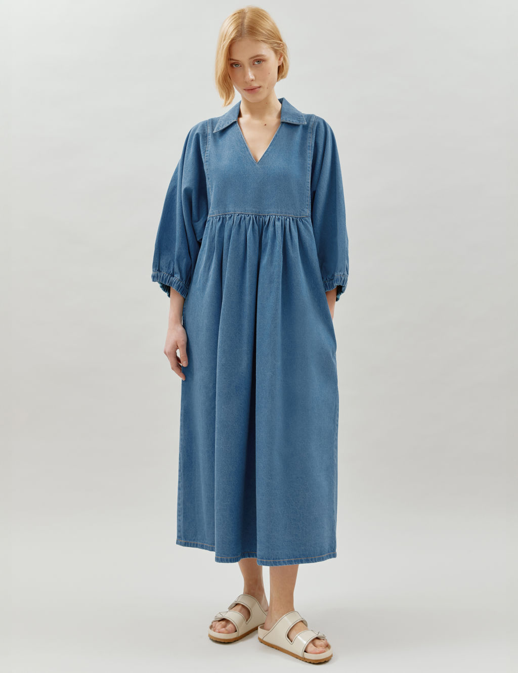 Denim Midi Smock Dress