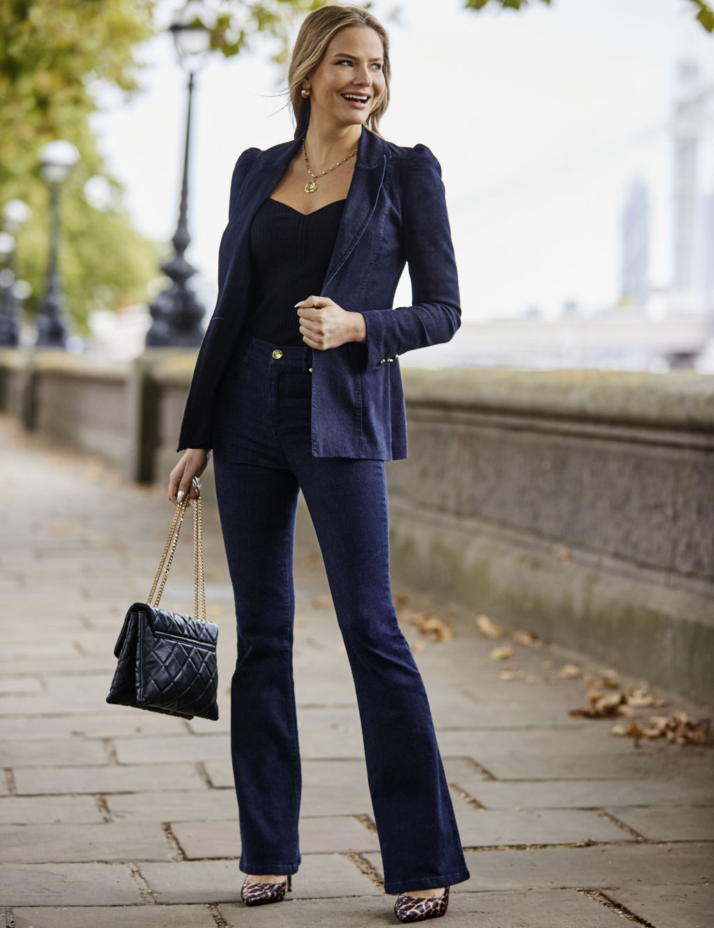 Denim Tailored Single Breasted Blazer