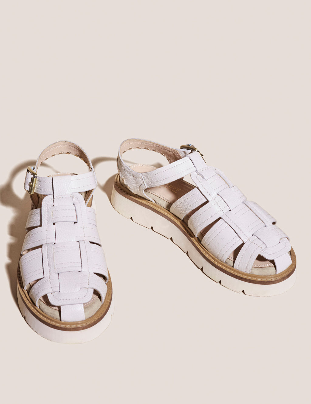 Leather Ankle Strap Flat Sandals 1 of 4