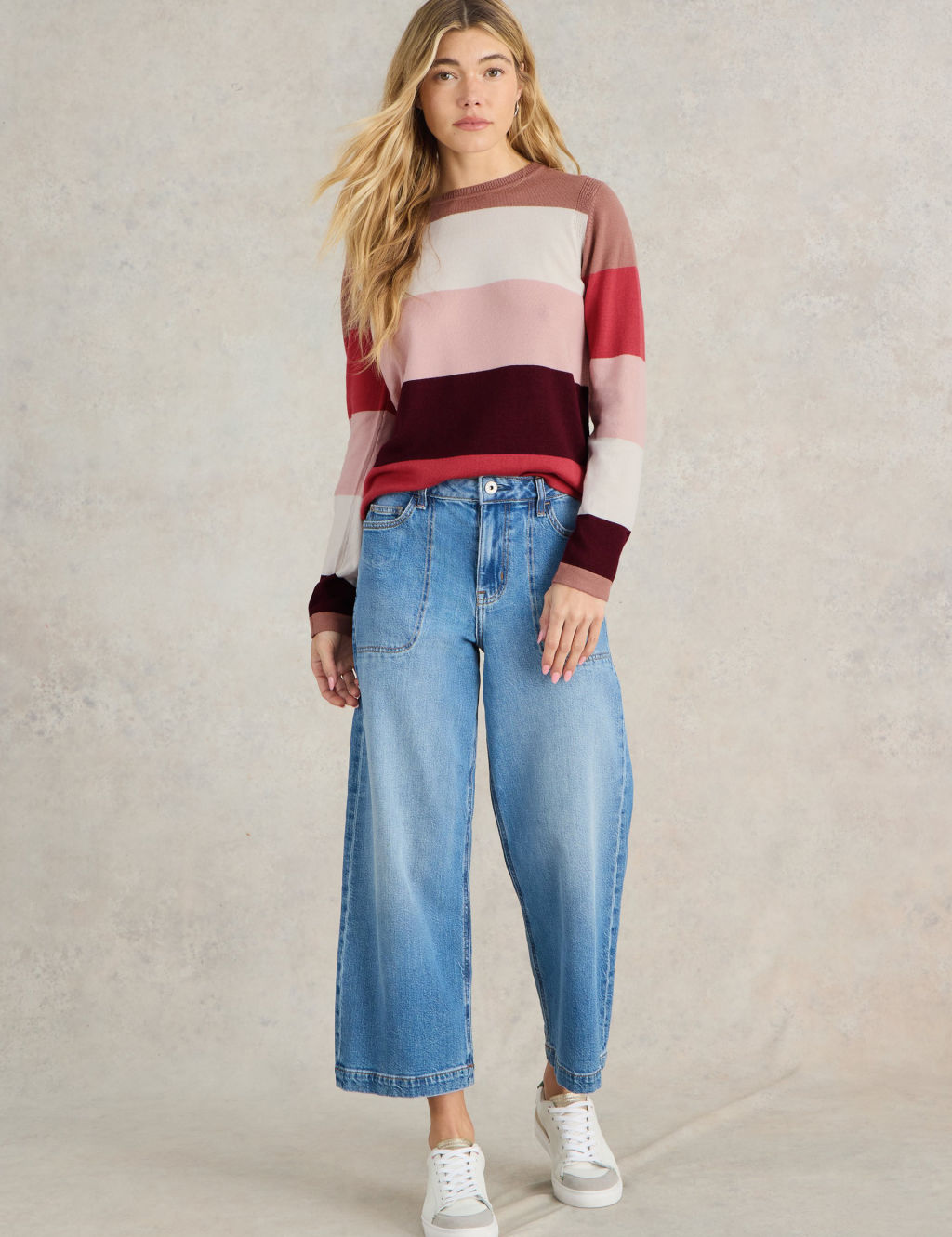 Pure Merino Wool Colour Block Jumper