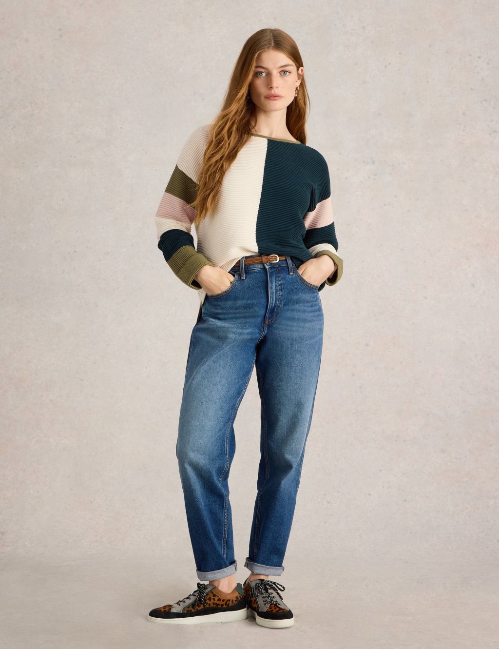 Pure Cotton Colour Block Jumper