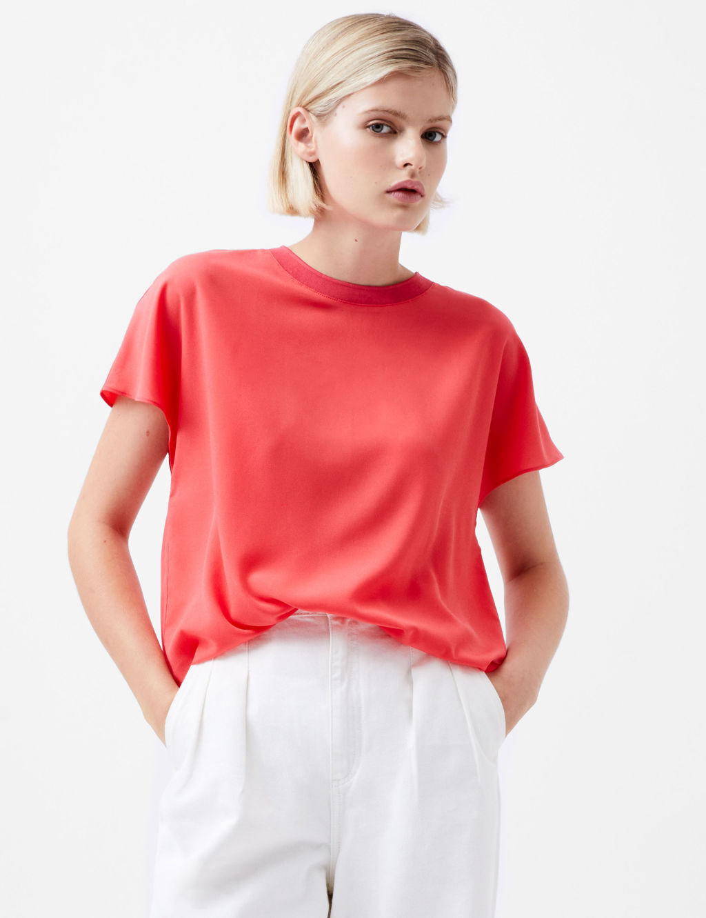 Crepe Crew Neck Top