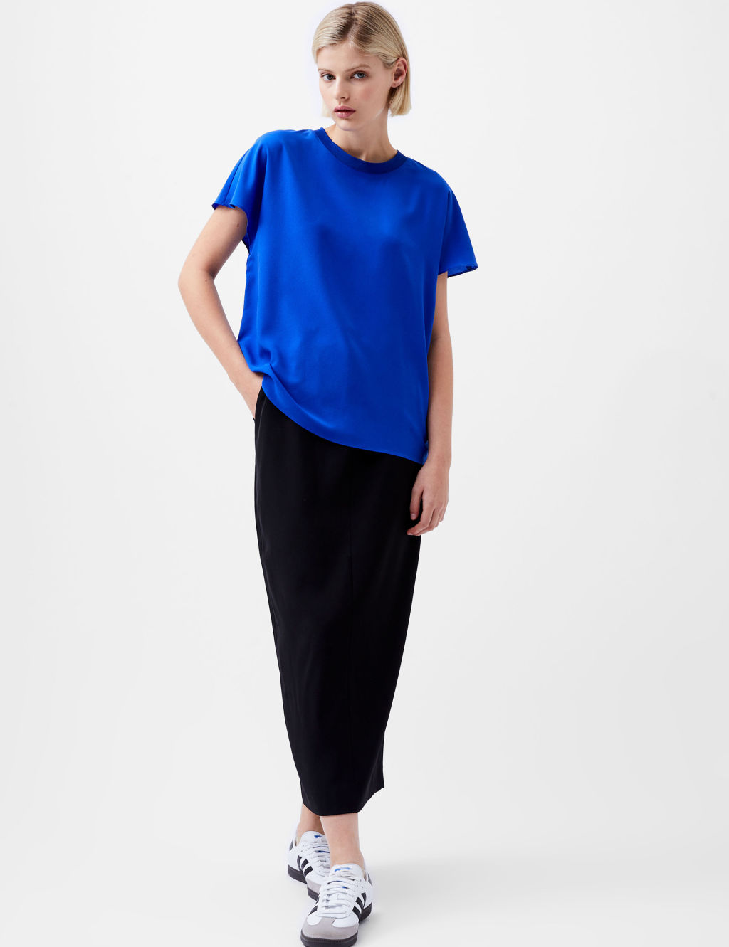 Crepe Crew Neck Top