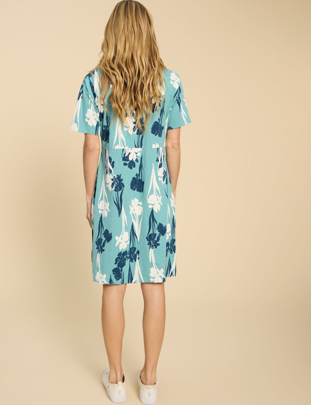 Pure Cotton Jersey Printed V-Neck Tea Dress 2 of 6