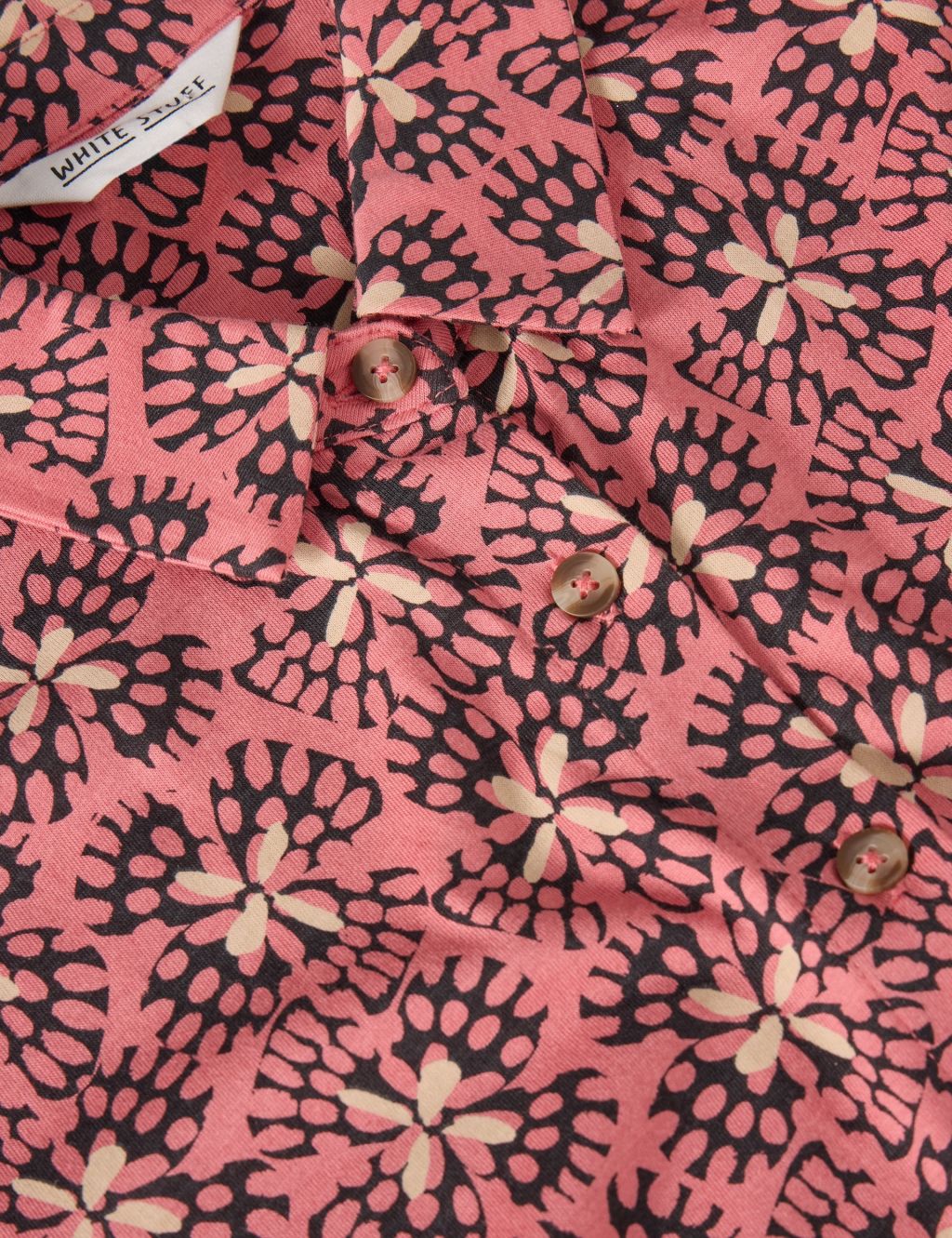 Cotton Blend Jersey Printed Midi Shirt Dress 6 of 6