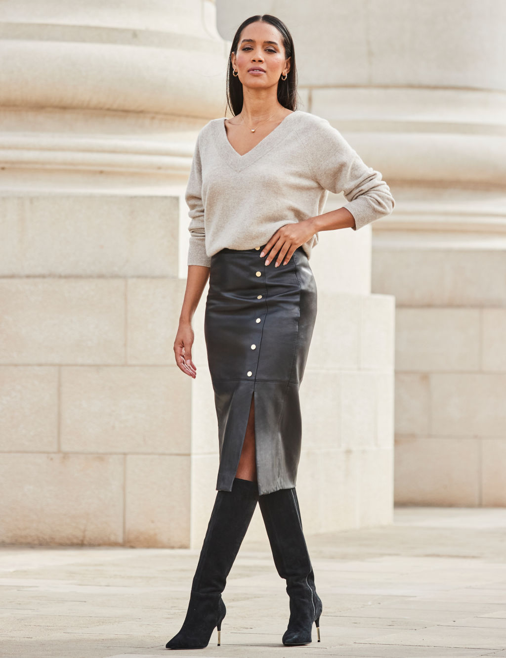 suede stiletto knee high boots