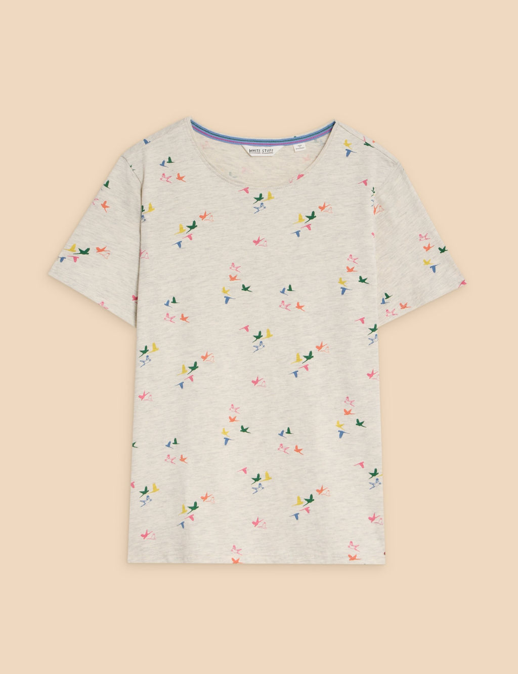 Pure Cotton Bird Print T-Shirt 1 of 6