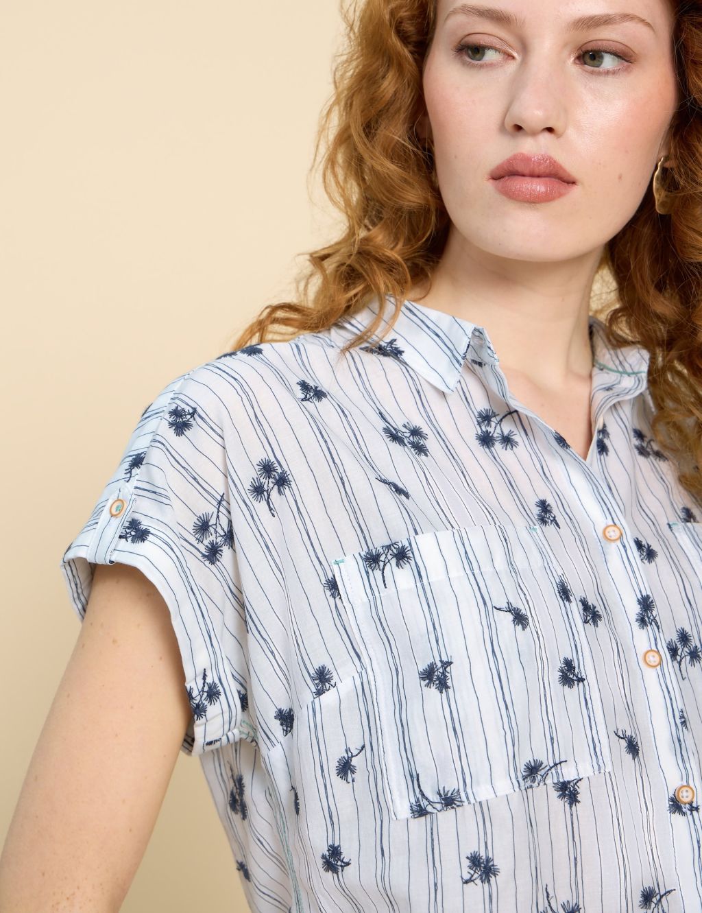 Pure Cotton Striped Embroidered Shirt 5 of 6