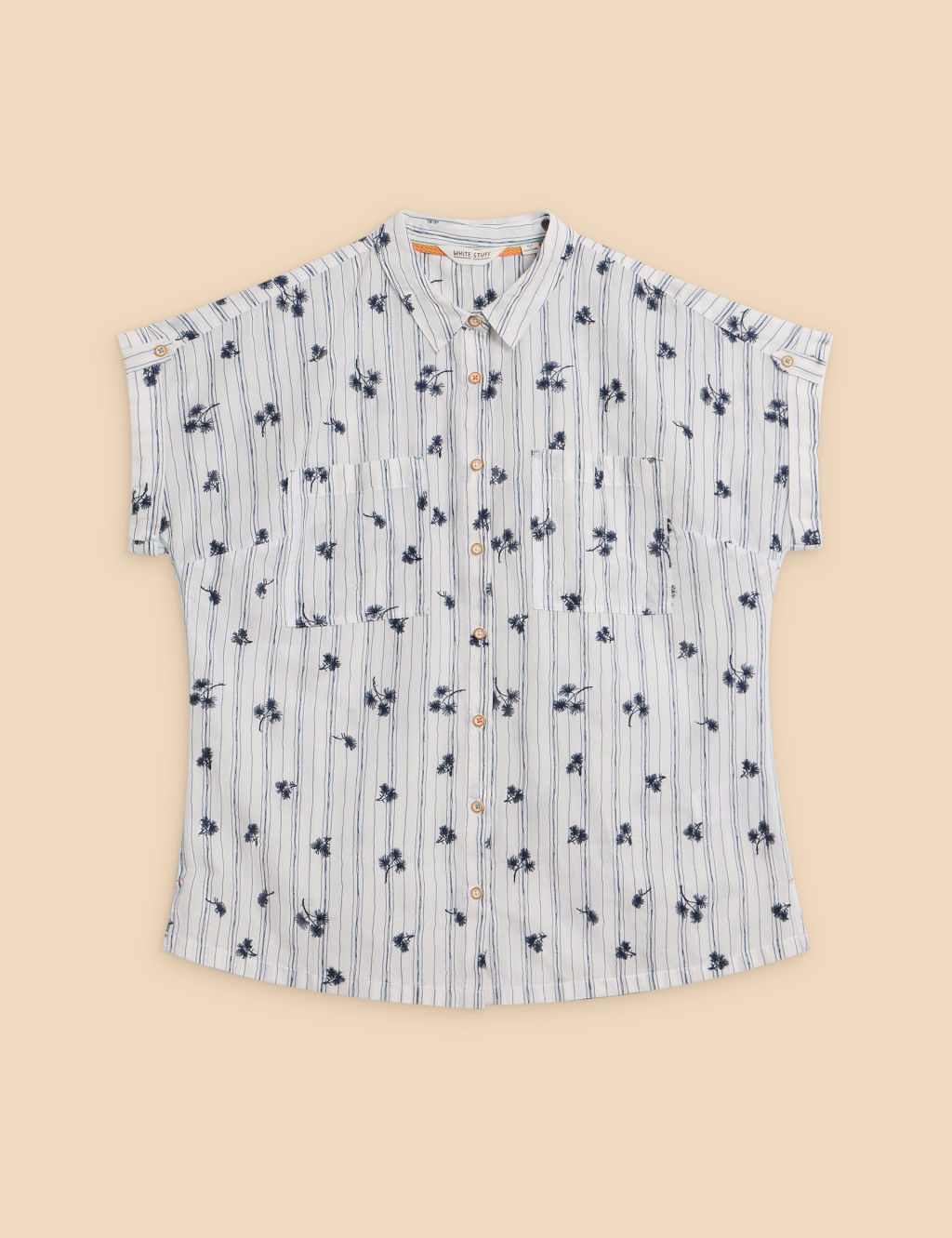 Pure Cotton Striped Embroidered Shirt 1 of 6