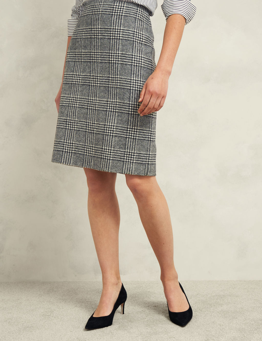 Pure Wool Checked Mini Pencil Skirt 2 of 7