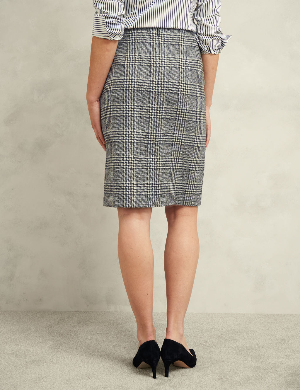 Pure Wool Checked Mini Pencil Skirt 6 of 7