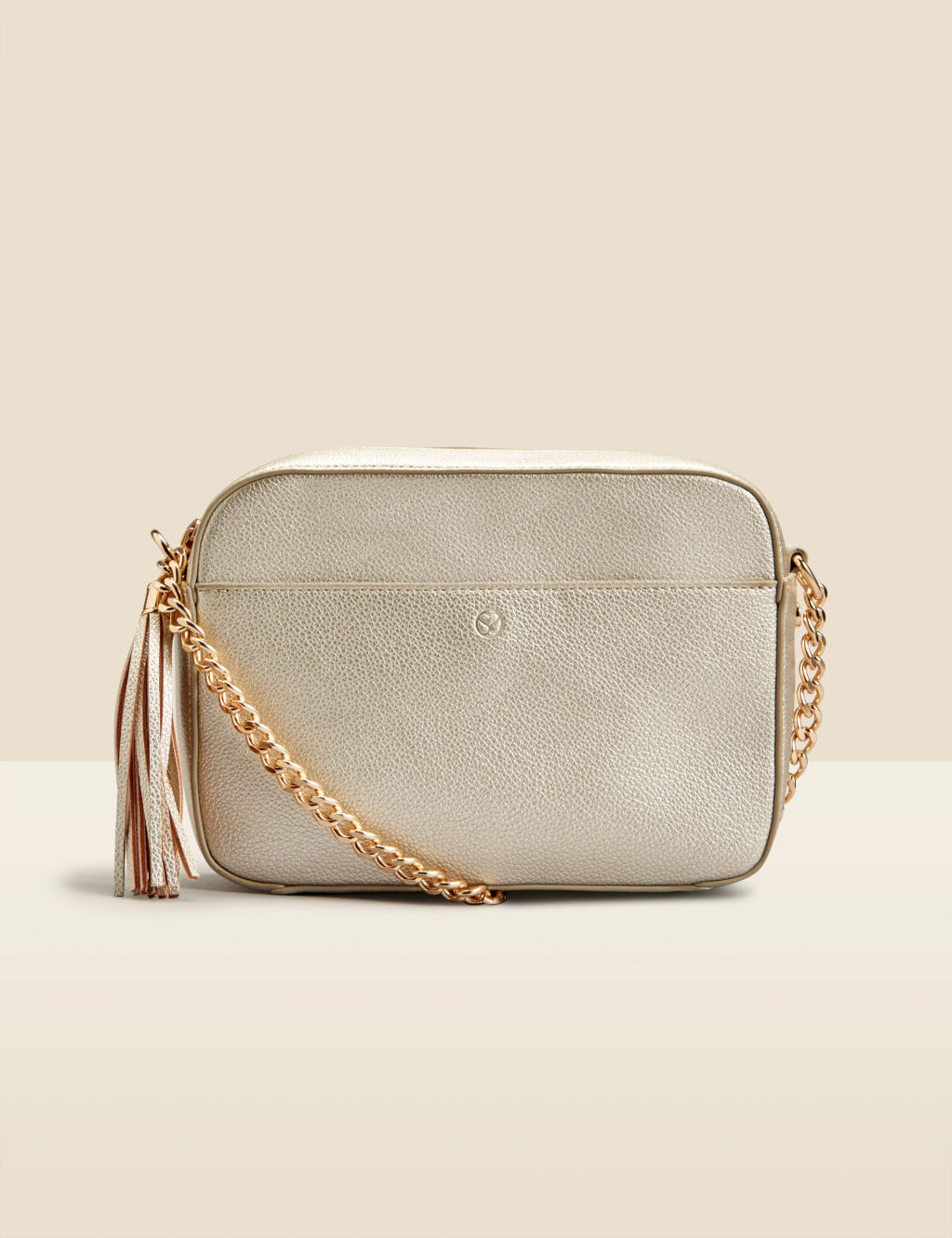 Metallic Chain Strap Cross Body Bag