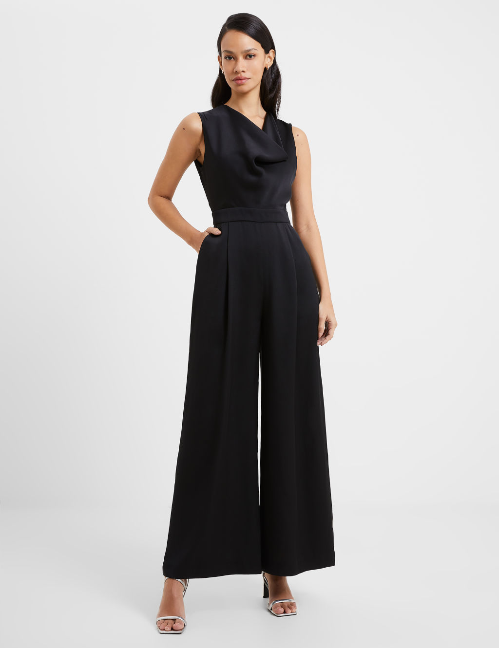 Emilio Satin Printed Wide Leg Jumpsuit