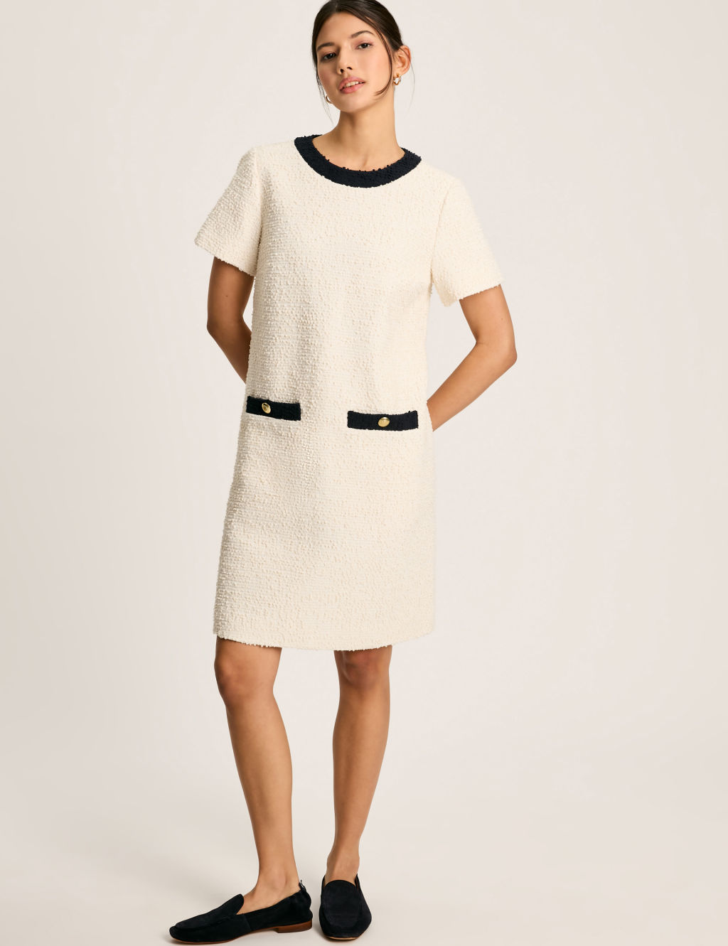 ladies Guanzhou 3 Button Round Neck Shift Dress main image 0