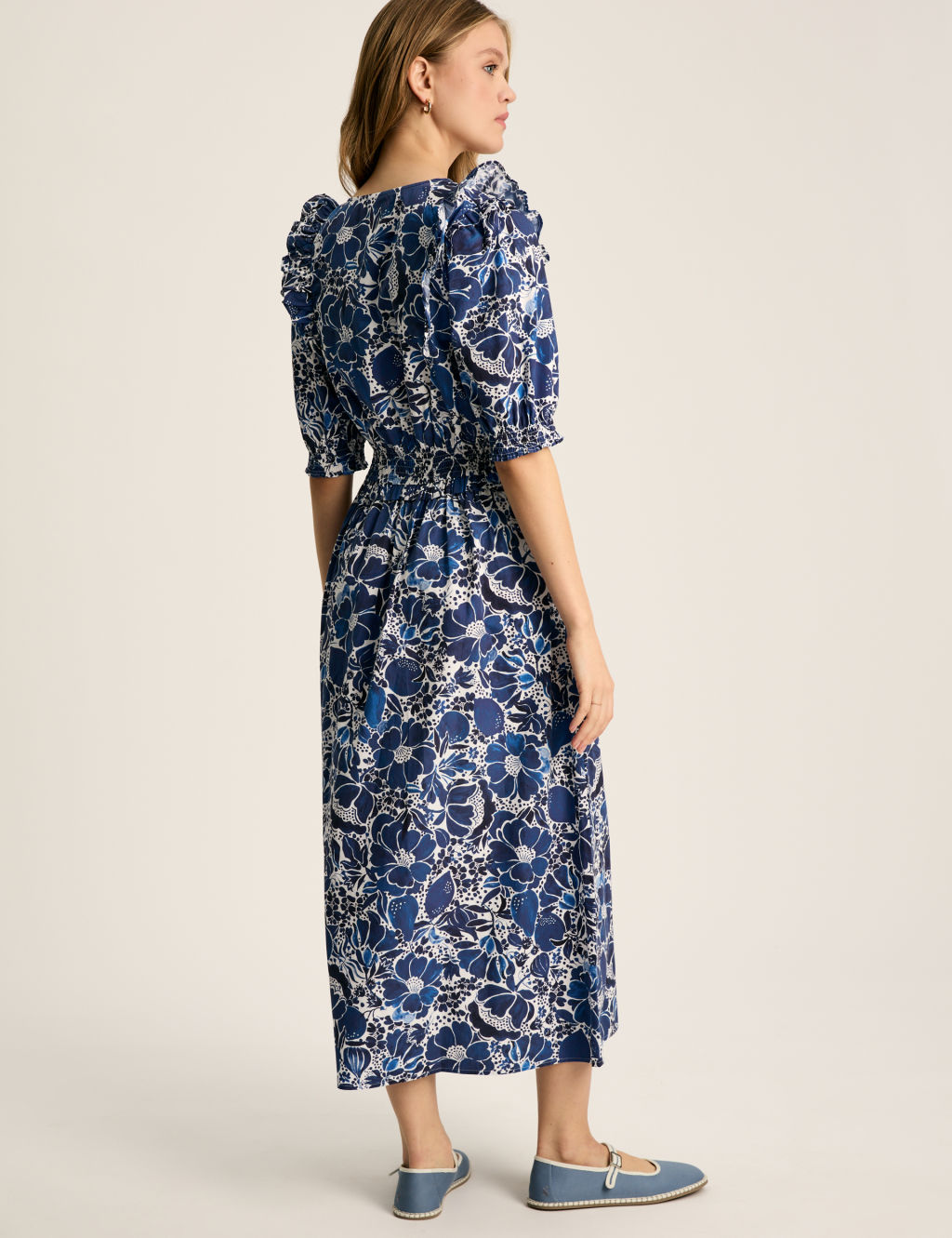 Pure Cotton Floral V-Neck Midaxi Dress | Joules | M&S