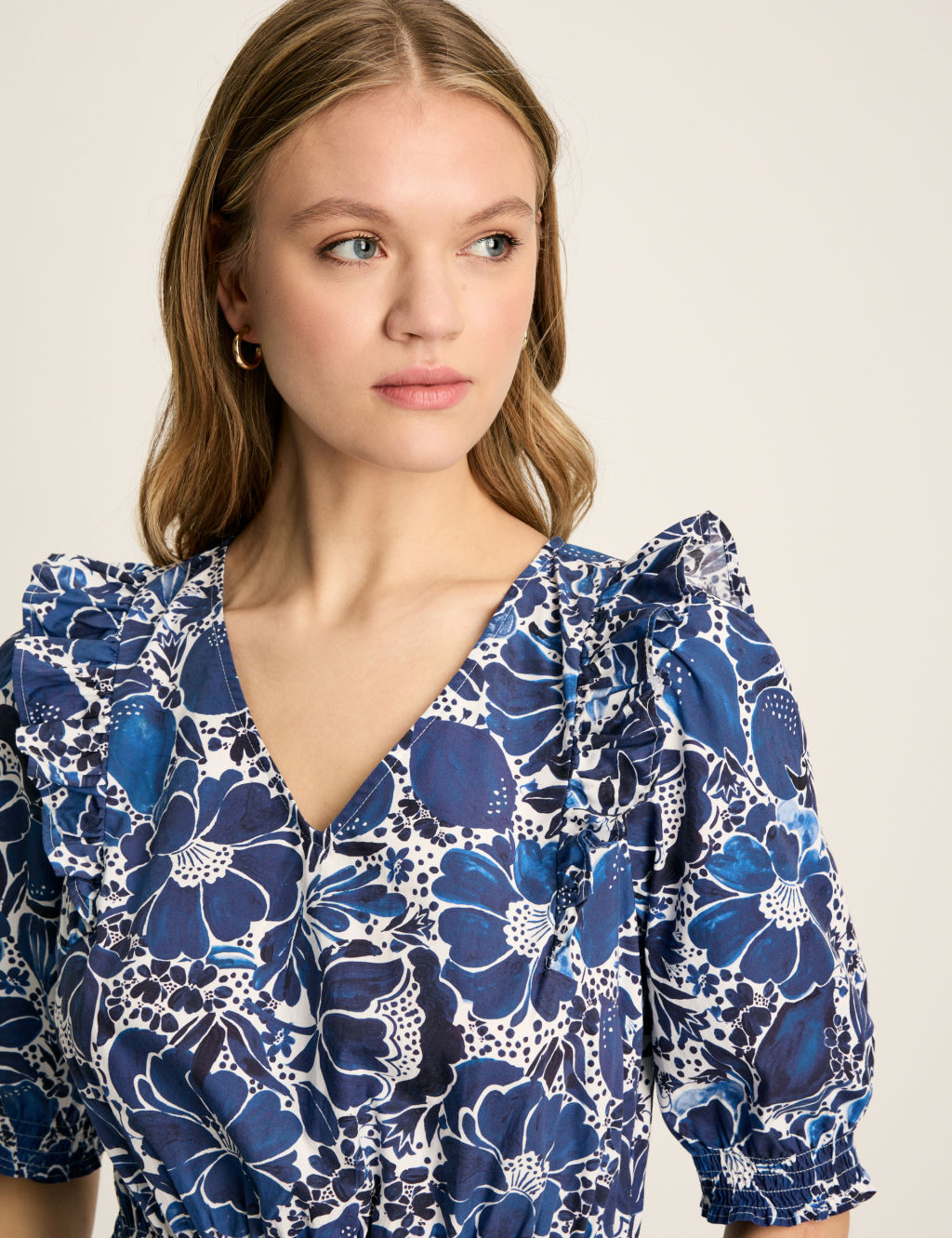 Pure Cotton Floral V-Neck Midaxi Dress | Joules | M&S