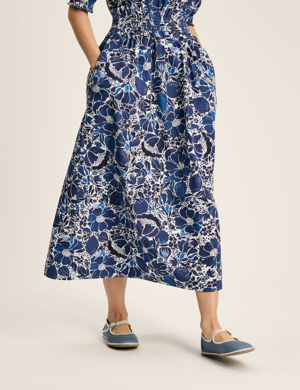 Pure Cotton Floral V-Neck Midaxi Dress | Joules | M&S