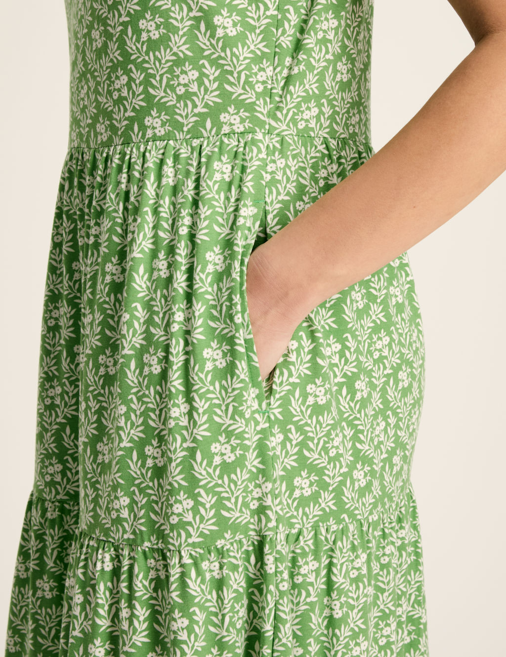Cotton Rich Floral Midaxi Tiered Dress | Joules | M&S