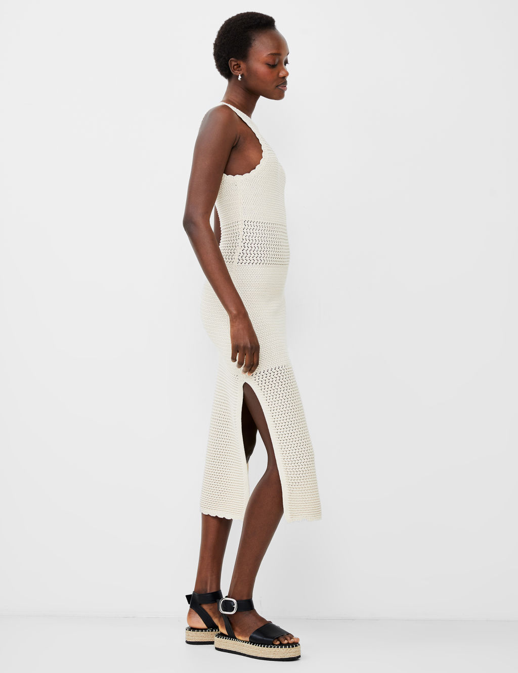 Pure Cotton Textured Midi Bodycon Dress