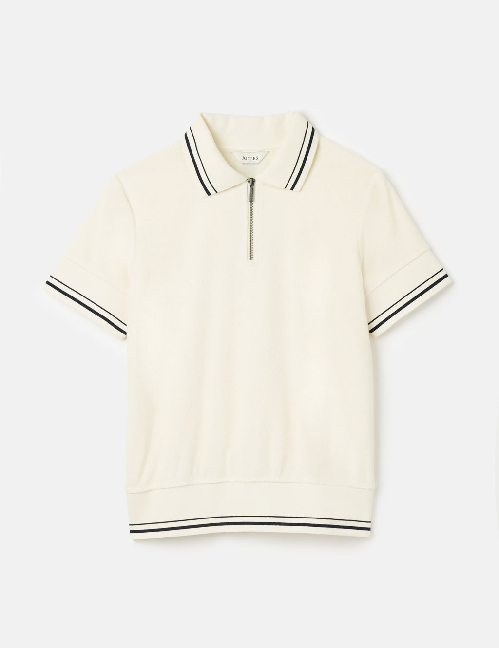 Cotton Rich Textured Half Zip Polo Top 1 of 6