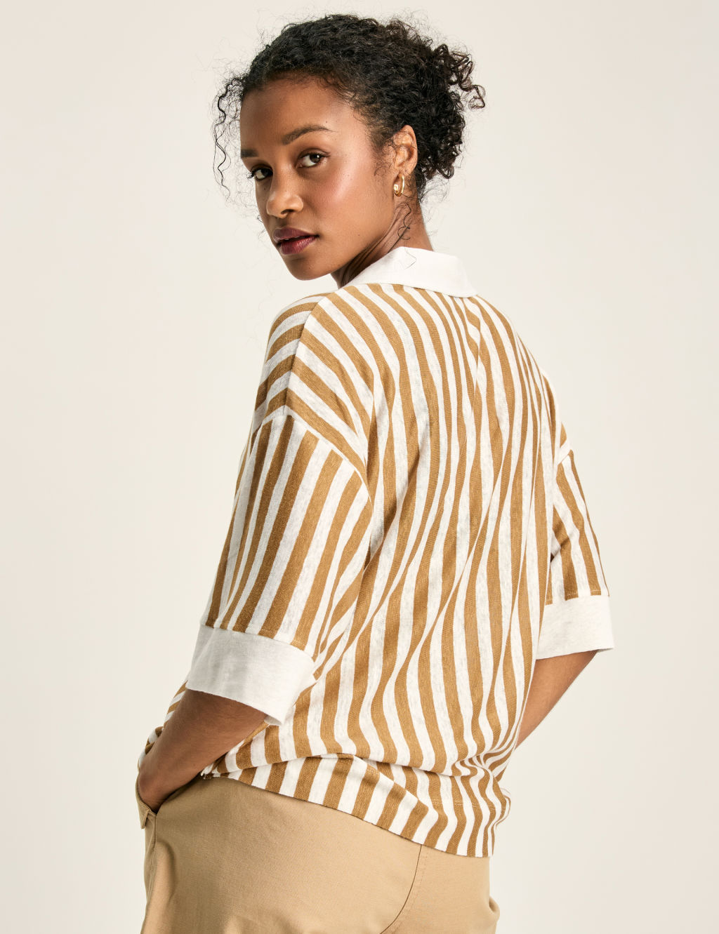 Pure Linen Striped Polo Shirt 6 of 7