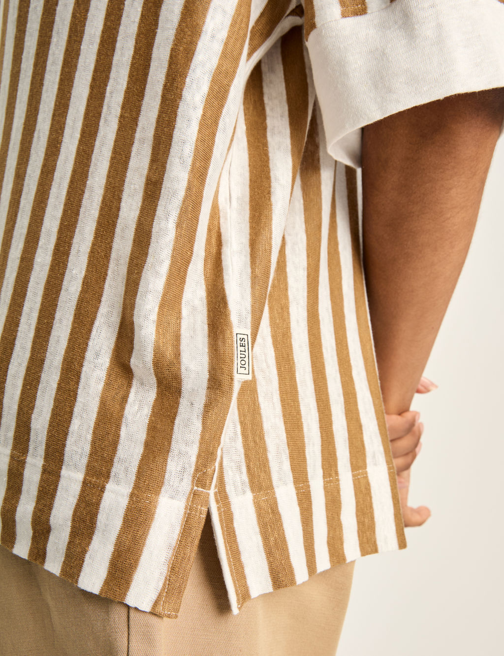 Pure Linen Striped Polo Shirt 5 of 7