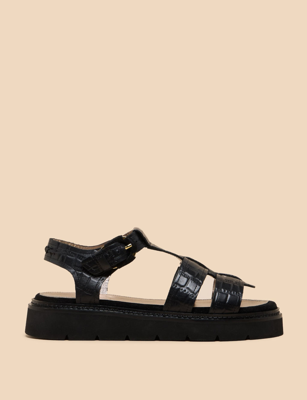 Leather Metallic Flatform Gladiator Sandals 3 of 4