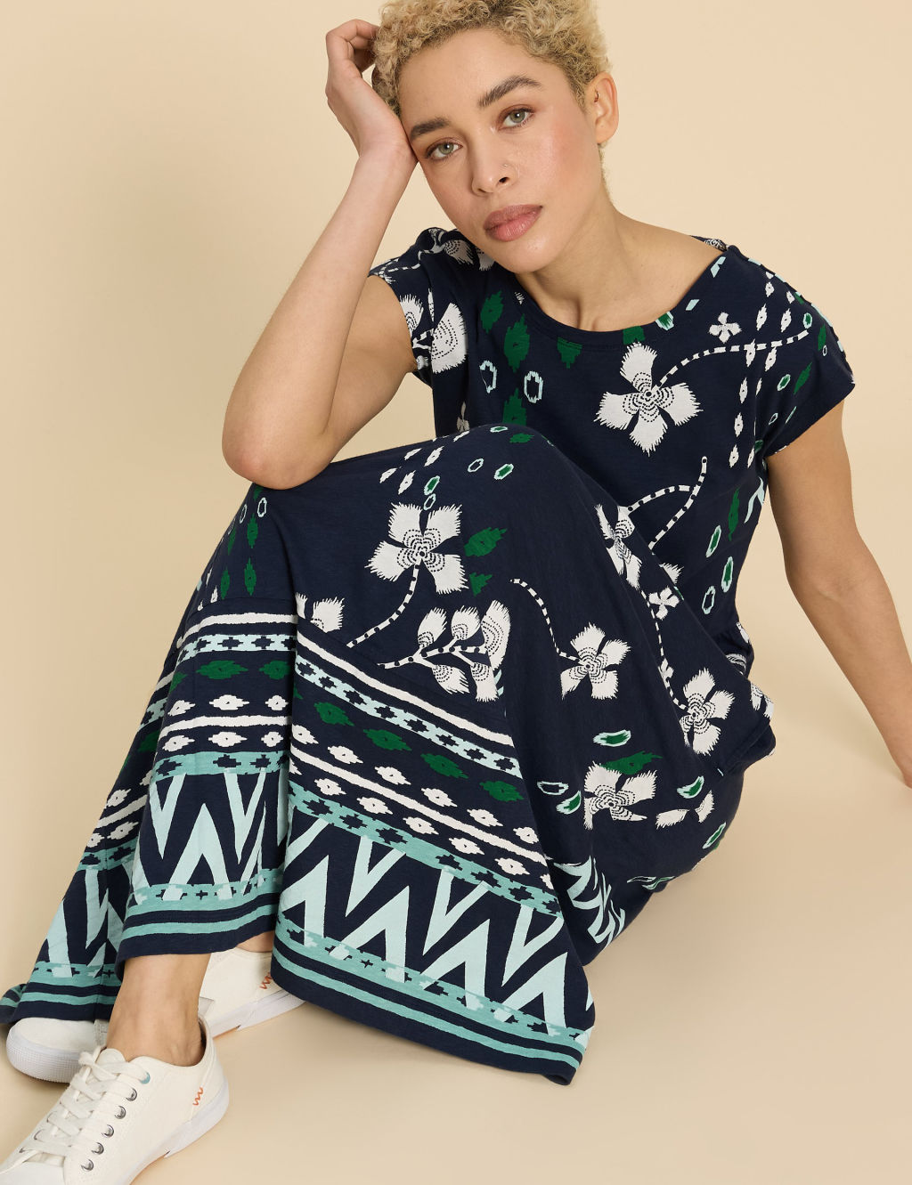 Pure Cotton Jersey Printed Midi Dress 5 of 6