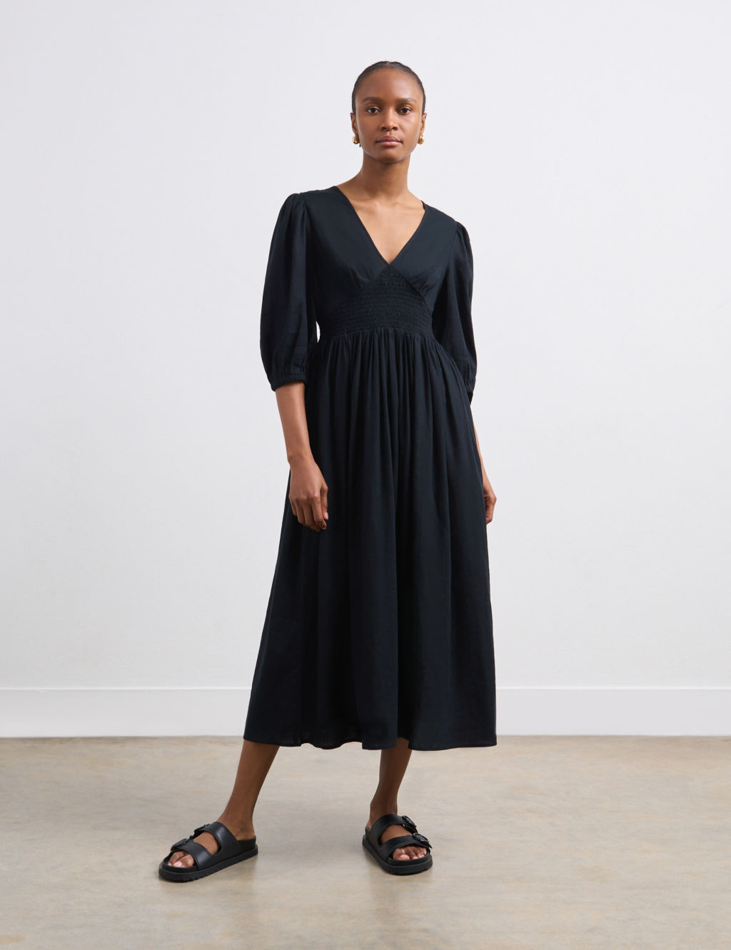 Linen Blend V-Neck Midaxi Tea Dress | Finery London | M&S