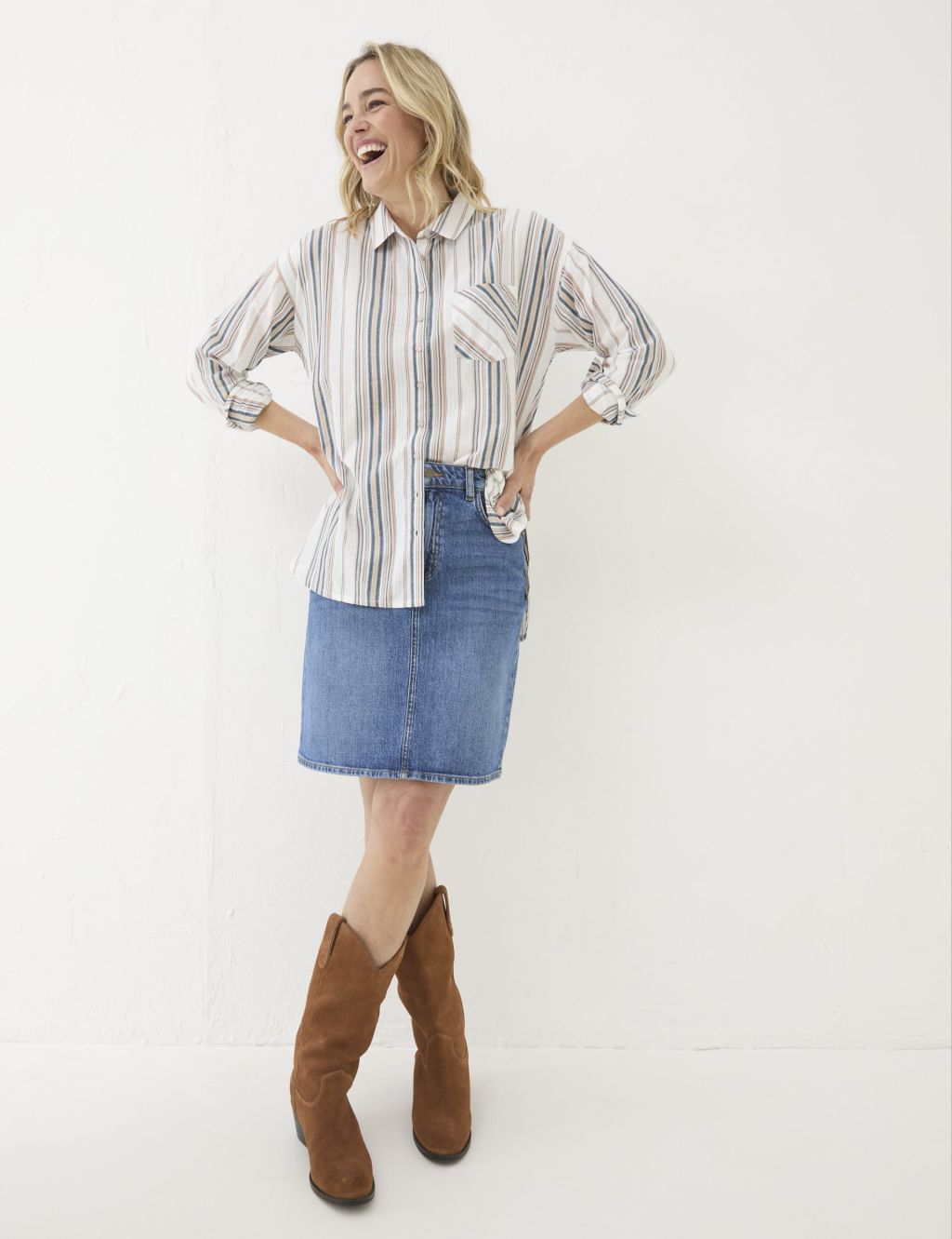 Pure Cotton Striped Collared Shirt
