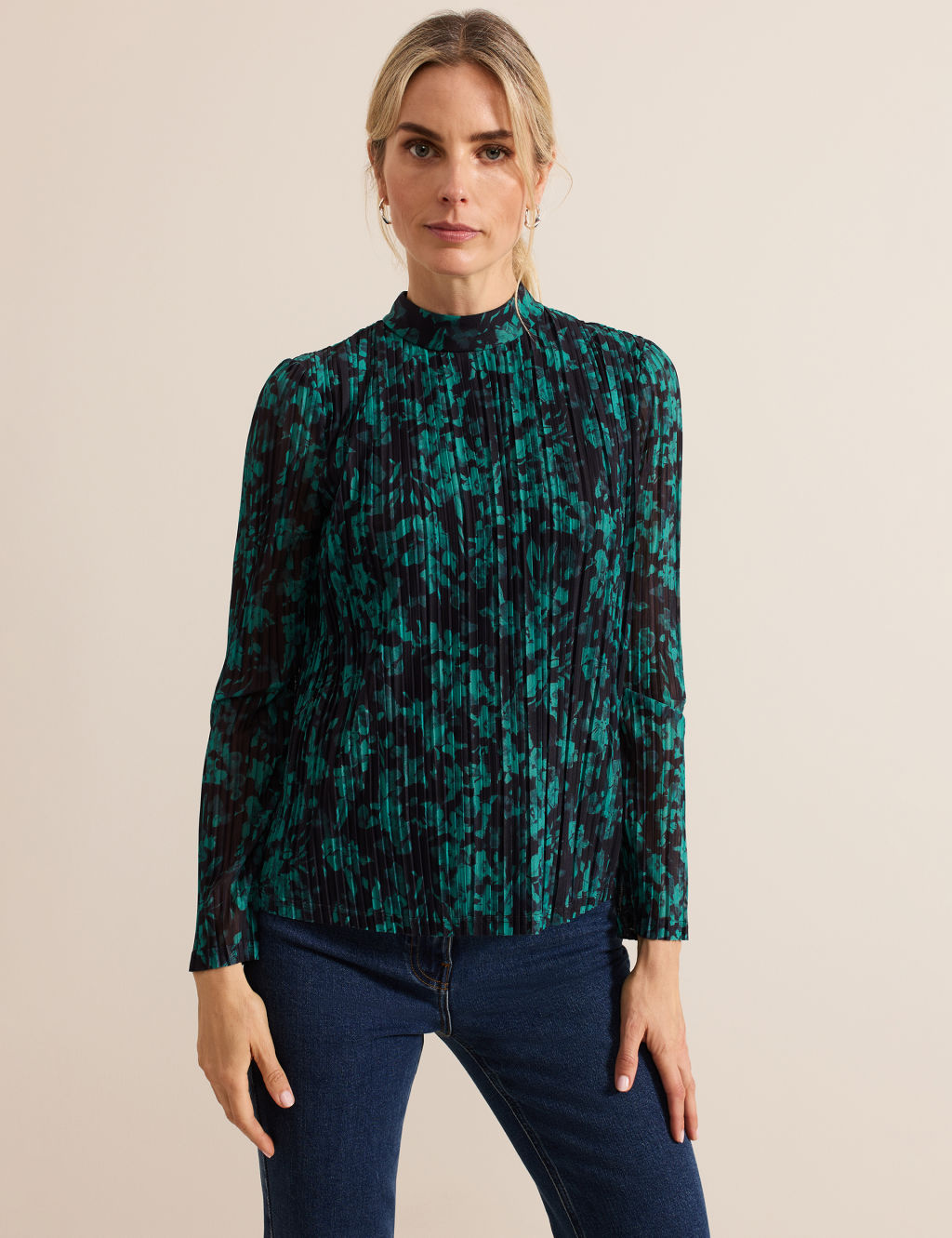 Mesh Abstract Floral Top